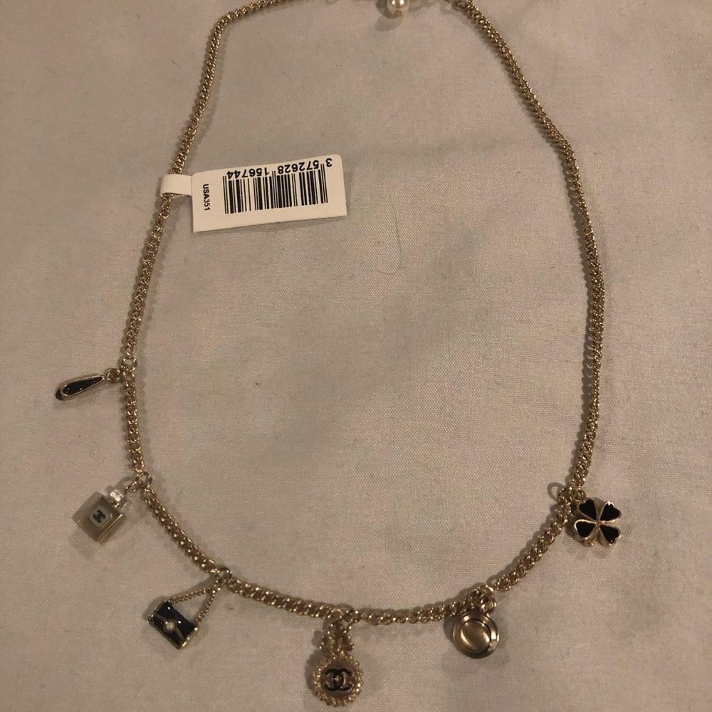 Authentic NIB Chanel enamel charm necklace